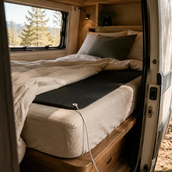 Earthbound Camping & RV Grounding Mattress Pad — Carbon Fibre, 40-Foot Grounding Rod Included