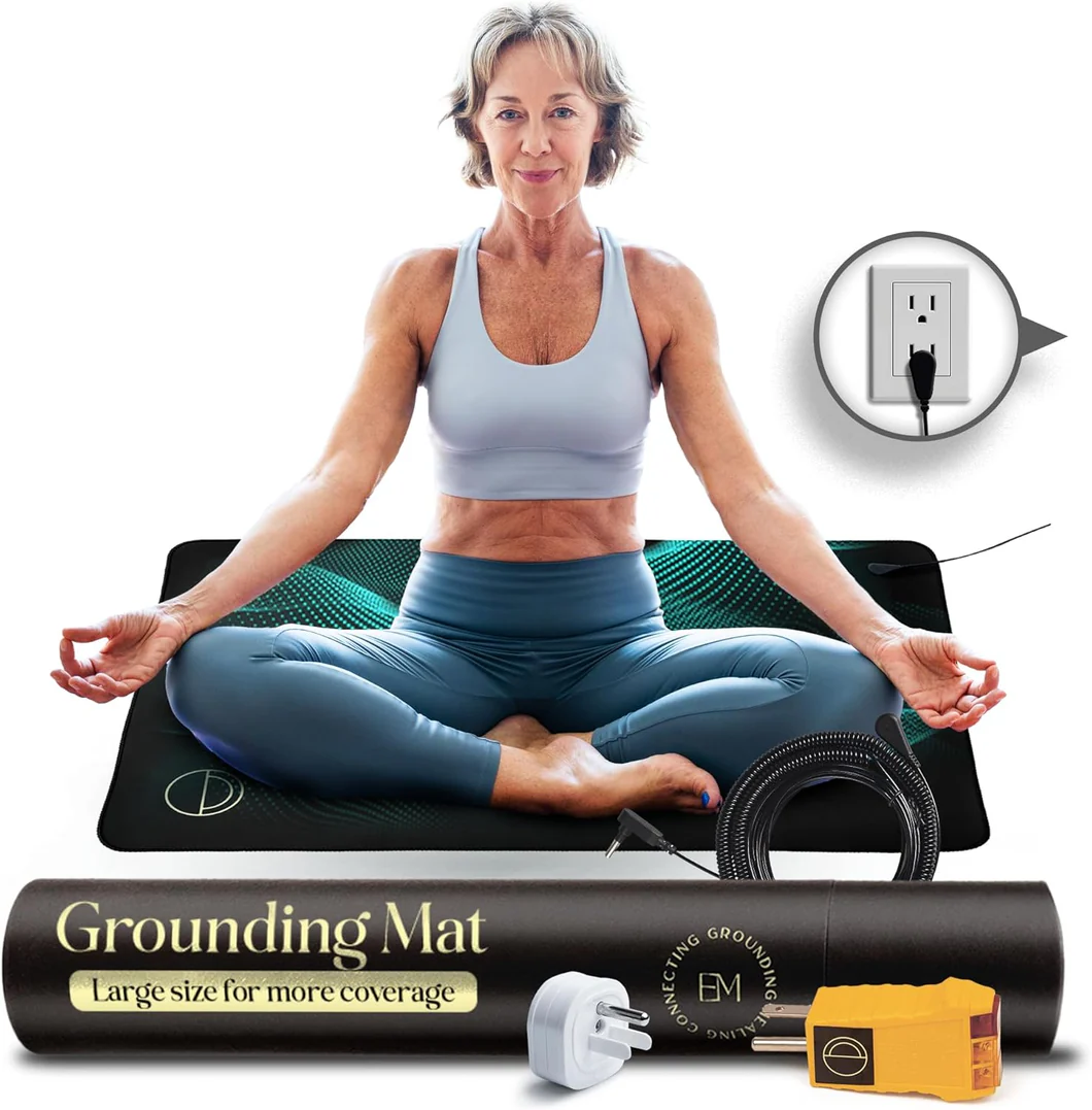 Earth and Moon Grounding Mat — Large 60cm × 90cm Conductive Leatherette Mat with Outlet Tester